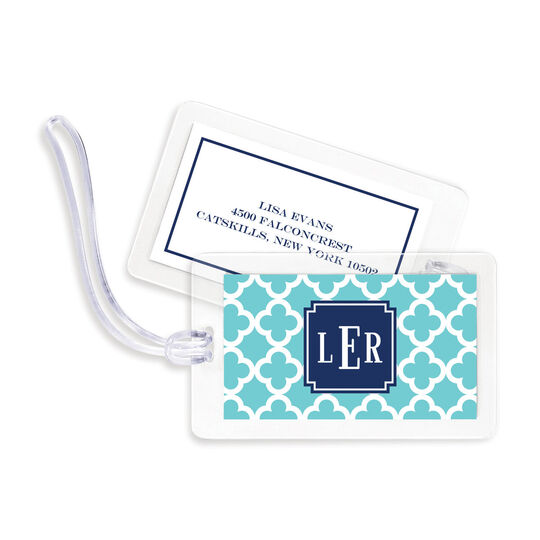 Blue Teal Bristol Tile Luggage Tags